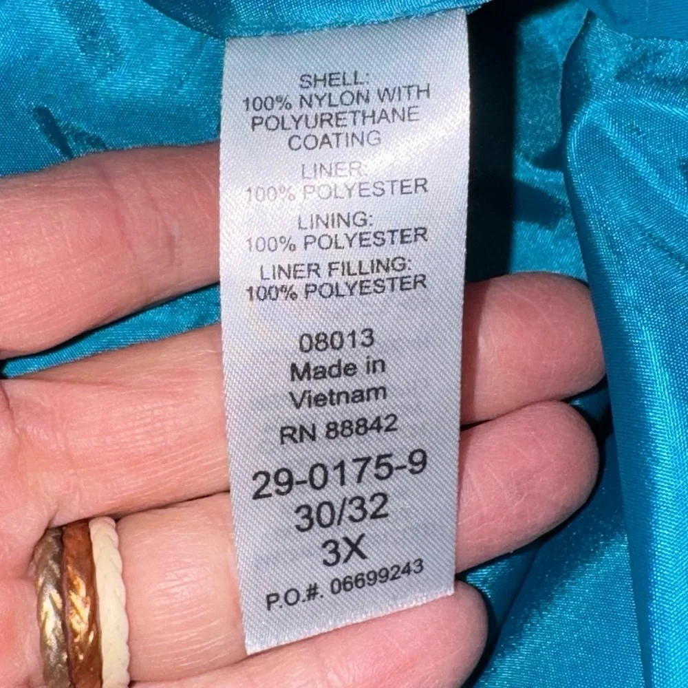 🎈Woman Within teal turquoise hooded rain jacket plus size 3X - Picture 7 of 11